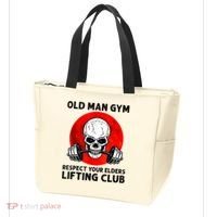 Old Man Gym Respect Your Elders Lifting Clubs Weightlifting Tote Bag thumb 3