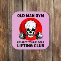Old Man Gym Respect Your Elders Lifting Clubs Weightlifting Coaster thumb 0