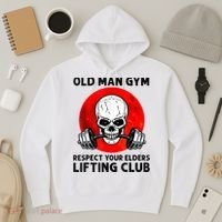 Old Man Gym Respect Your Elders Lifting Clubs Weightlifting Hoodie thumb 3