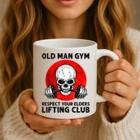 Old Man Gym Respect Your Elders Lifting Clubs Weightlifting Coffee Mug thumb 3