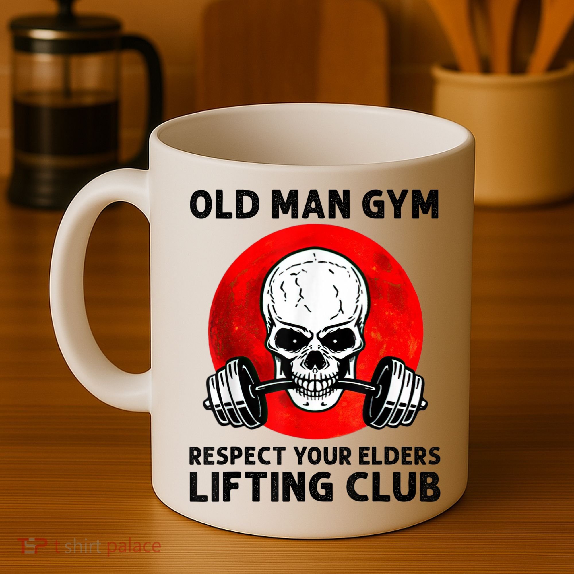 Old Man Gym Respect Your Elders Lifting Clubs Weightlifting Coffee Mug