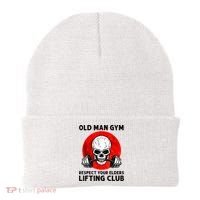 Old Man Gym Respect Your Elders Lifting Clubs Weightlifting Beanie thumb 0