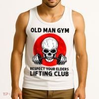 Old Man Gym Respect Your Elders Lifting Clubs Weightlifting Tank Top thumb 3