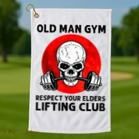 Old Man Gym Respect Your Elders Lifting Clubs Weightlifting Golf Towel thumb 1