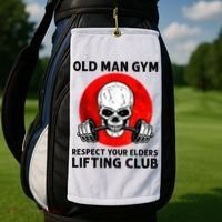 Old Man Gym Respect Your Elders Lifting Clubs Weightlifting Golf Towel thumb 2
