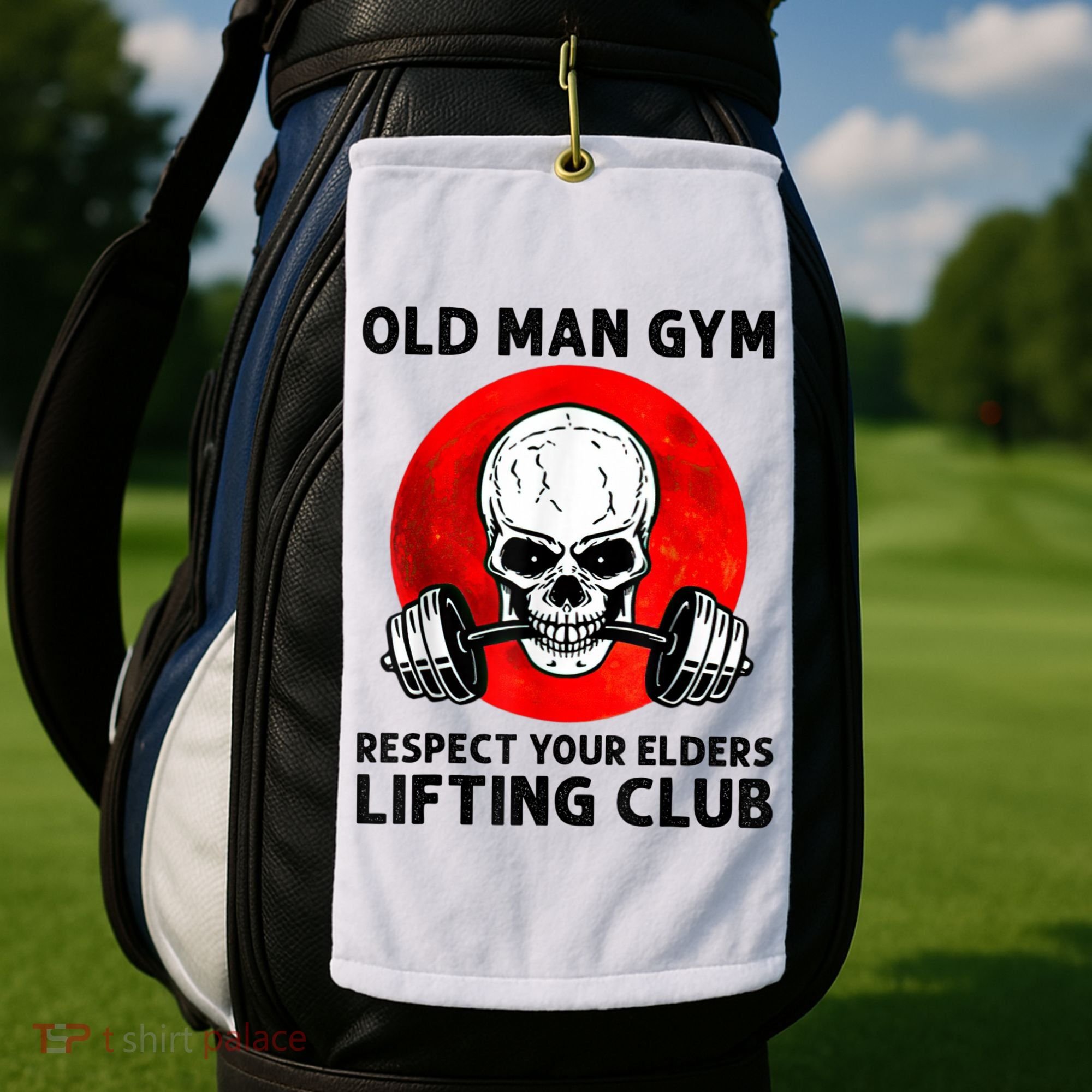Old Man Gym Respect Your Elders Lifting Clubs Weightlifting Golf Towel