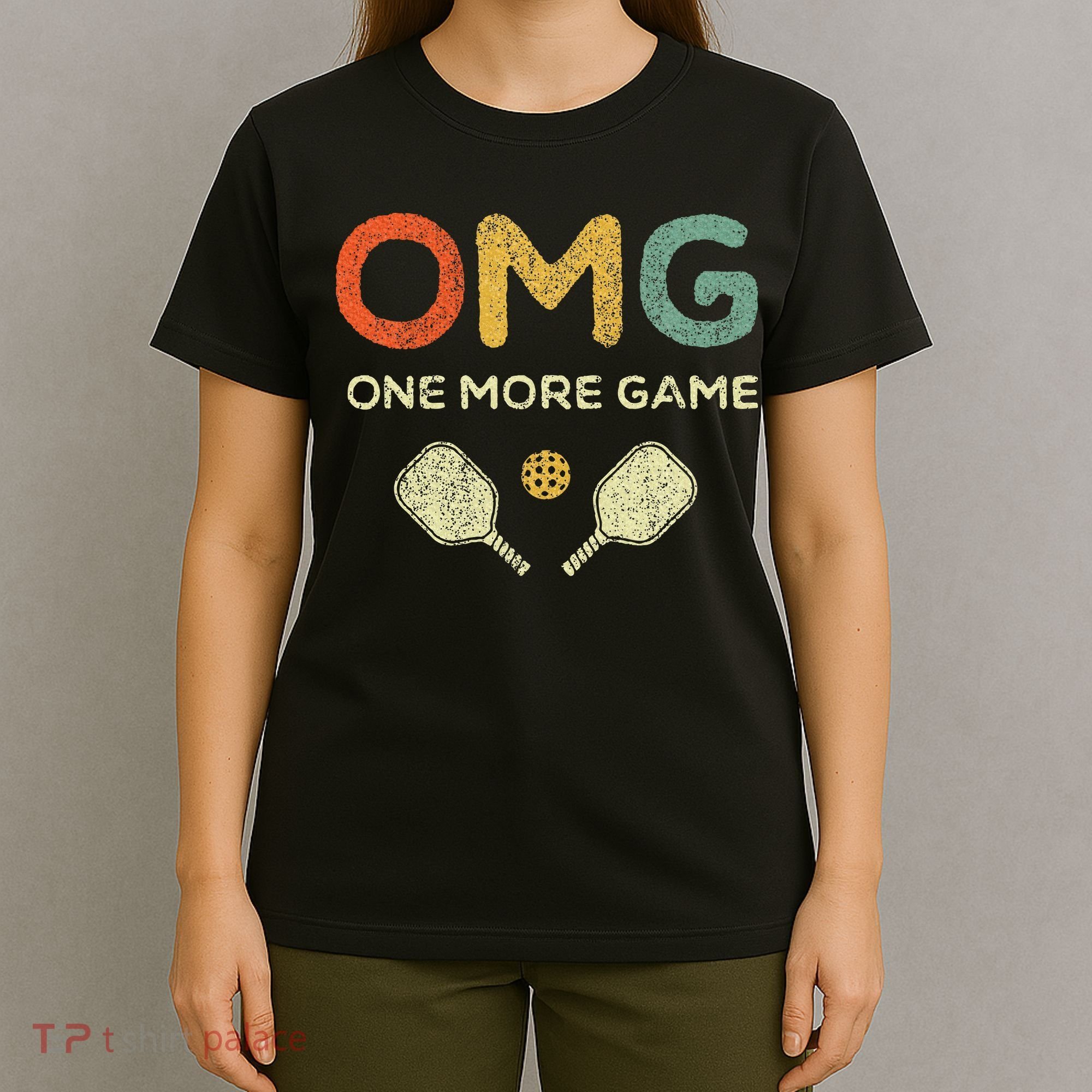 One More Game Omg Retro Funny Pickleball Lover Pickle Ball T-Shirt