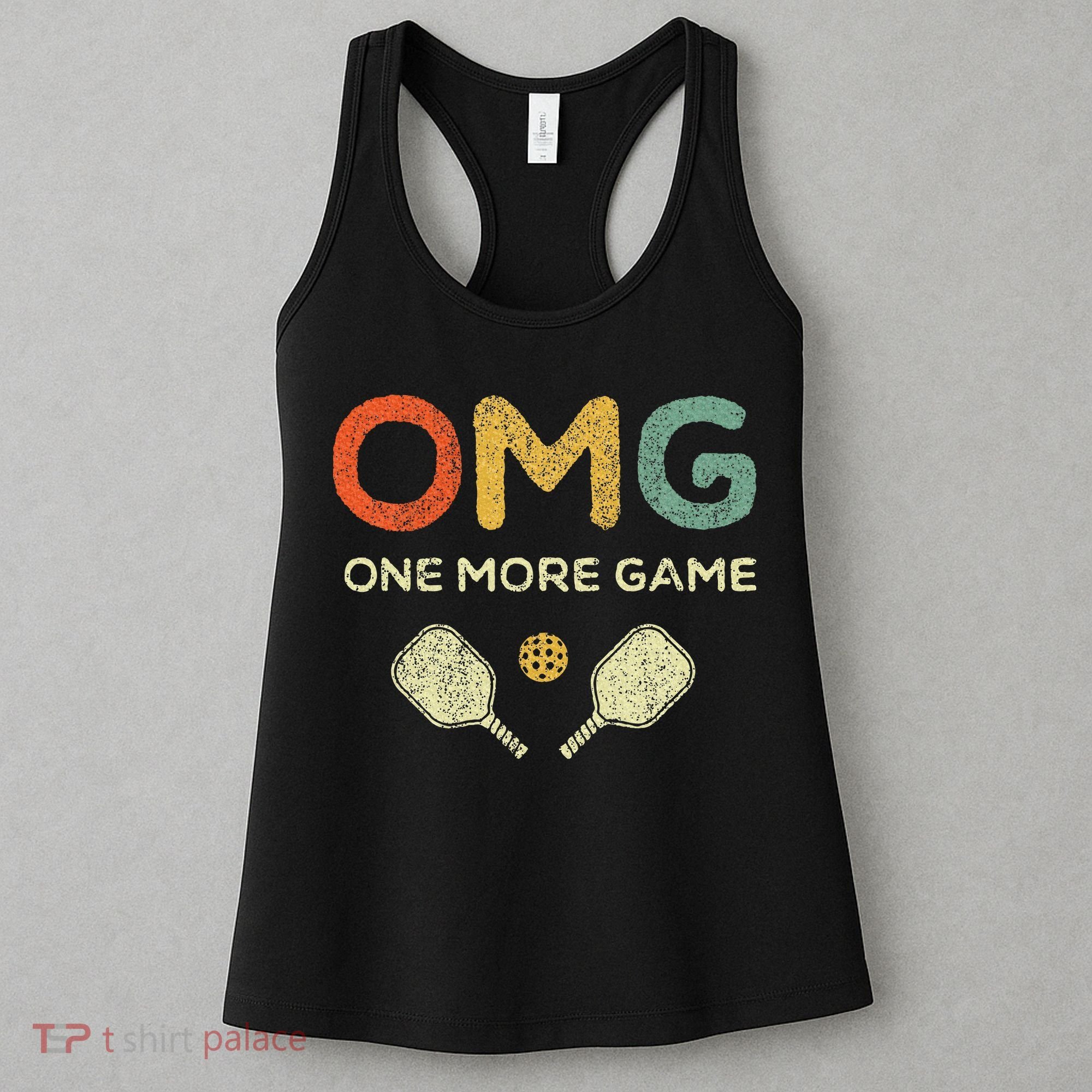 One More Game Omg Retro Funny Pickleball Lover Pickle Ball Women's Tank Top