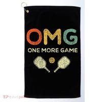 One More Game Omg Retro Funny Pickleball Lover Pickle Ball Golf Towel thumb 0