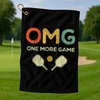 One More Game Omg Retro Funny Pickleball Lover Pickle Ball Golf Towel thumb 1