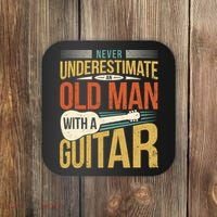 Old Man Guitar Player Saying Father Grandpa Man Guitarist Coaster thumb 0