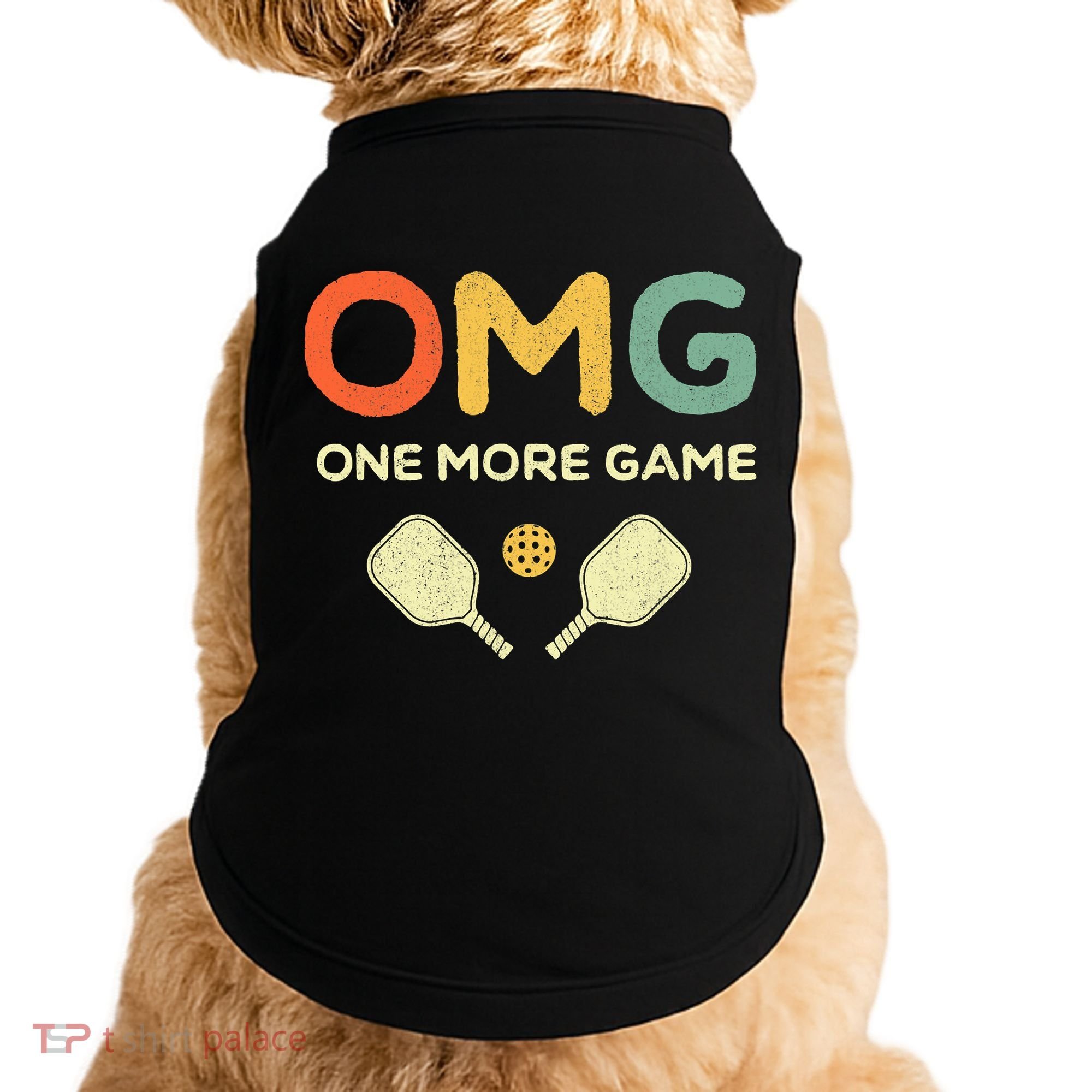 One More Game OMG Retro Funny Pickleball Lover Pickle Ball Doggie Tank