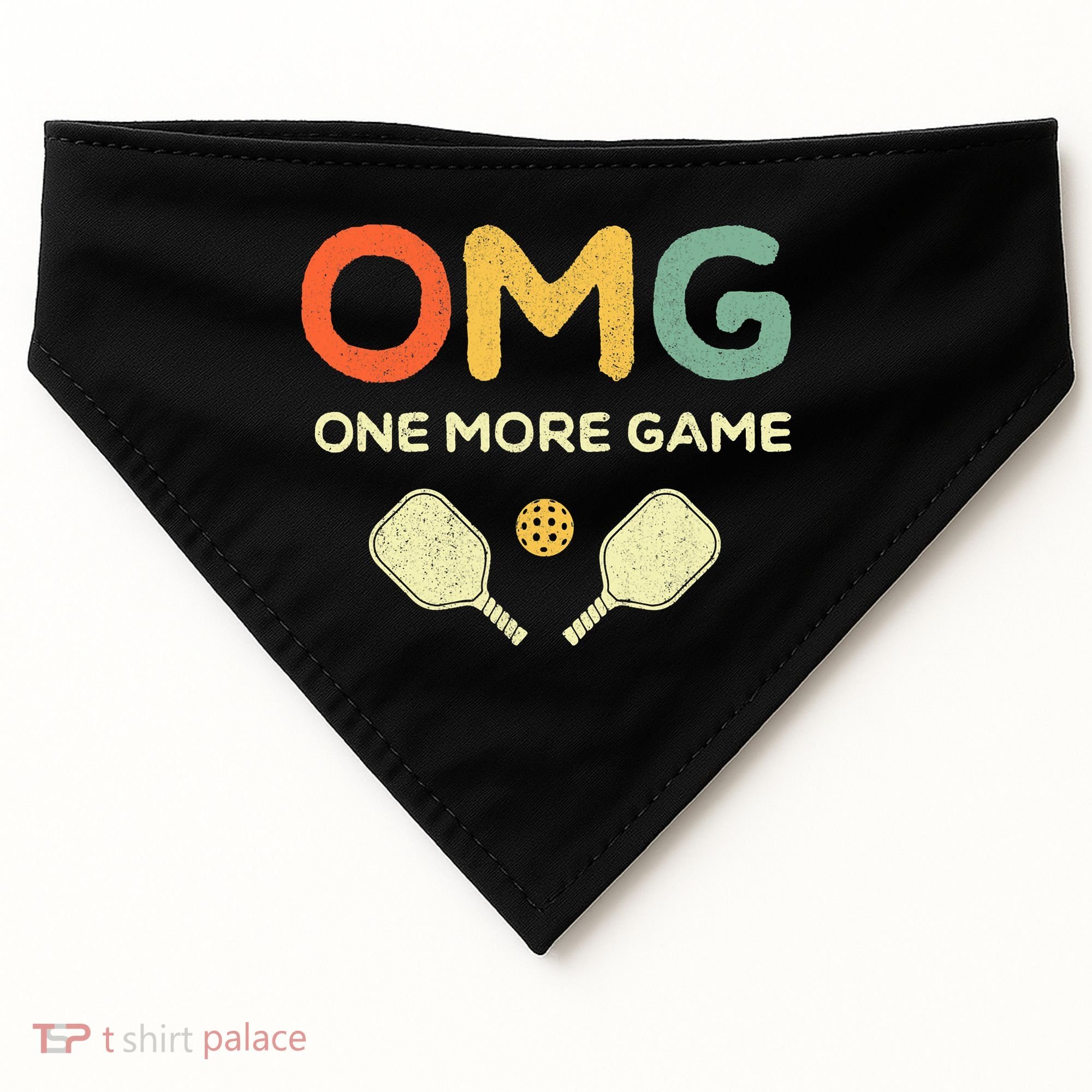 One More Game OMG Retro Funny Pickleball Lover Pickle Ball USA-Made Doggie Bandana