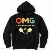 One More Game OMG Retro Funny Pickleball Lover Pickle Ball Hoodie thumb 0