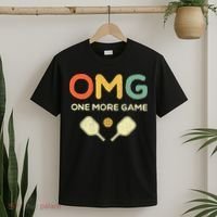 One More Game OMG Retro Funny Pickleball Lover Pickle Ball T-Shirt thumb 2