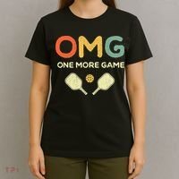 One More Game OMG Retro Funny Pickleball Lover Pickle Ball T-Shirt thumb 4
