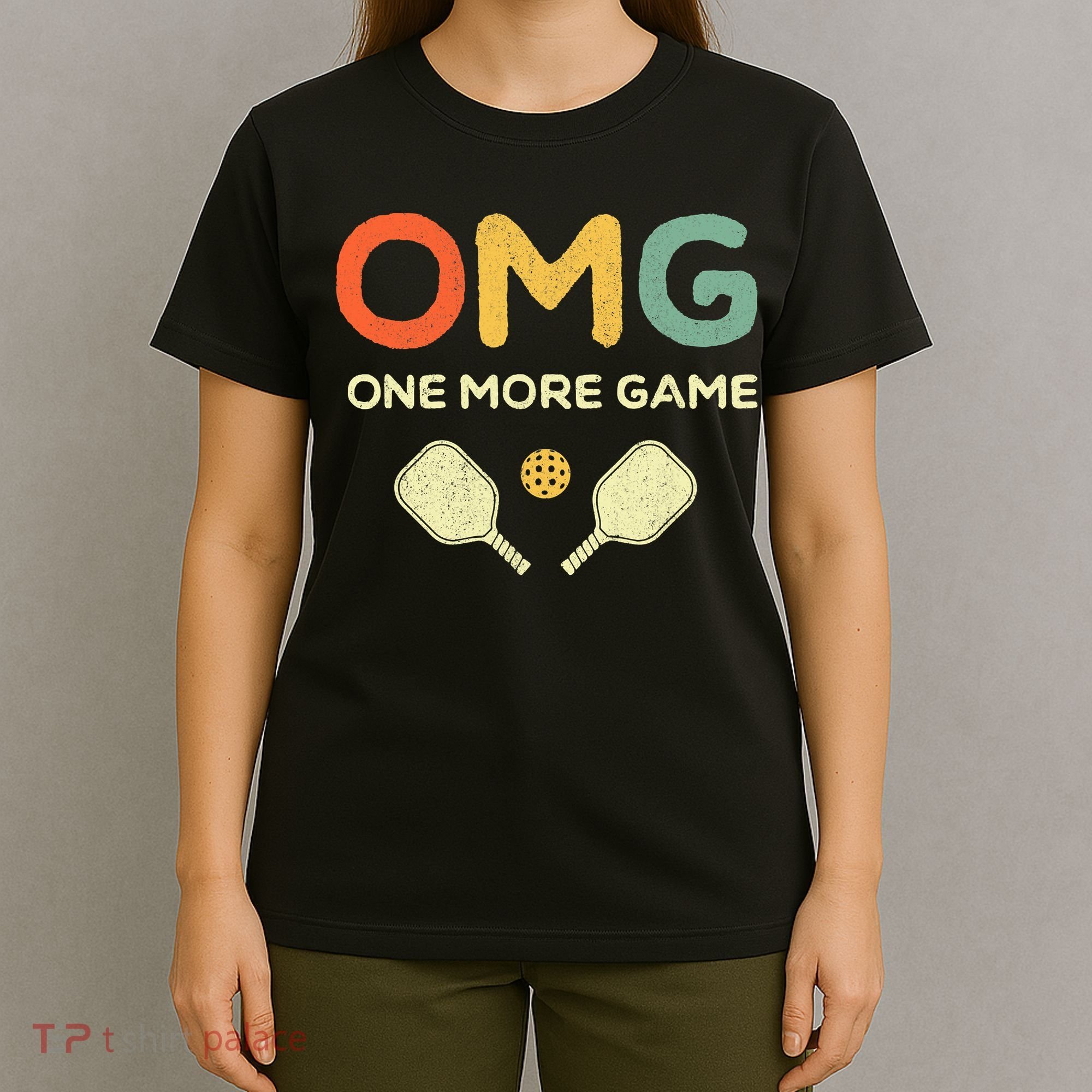 One More Game OMG Retro Funny Pickleball Lover Pickle Ball T-Shirt