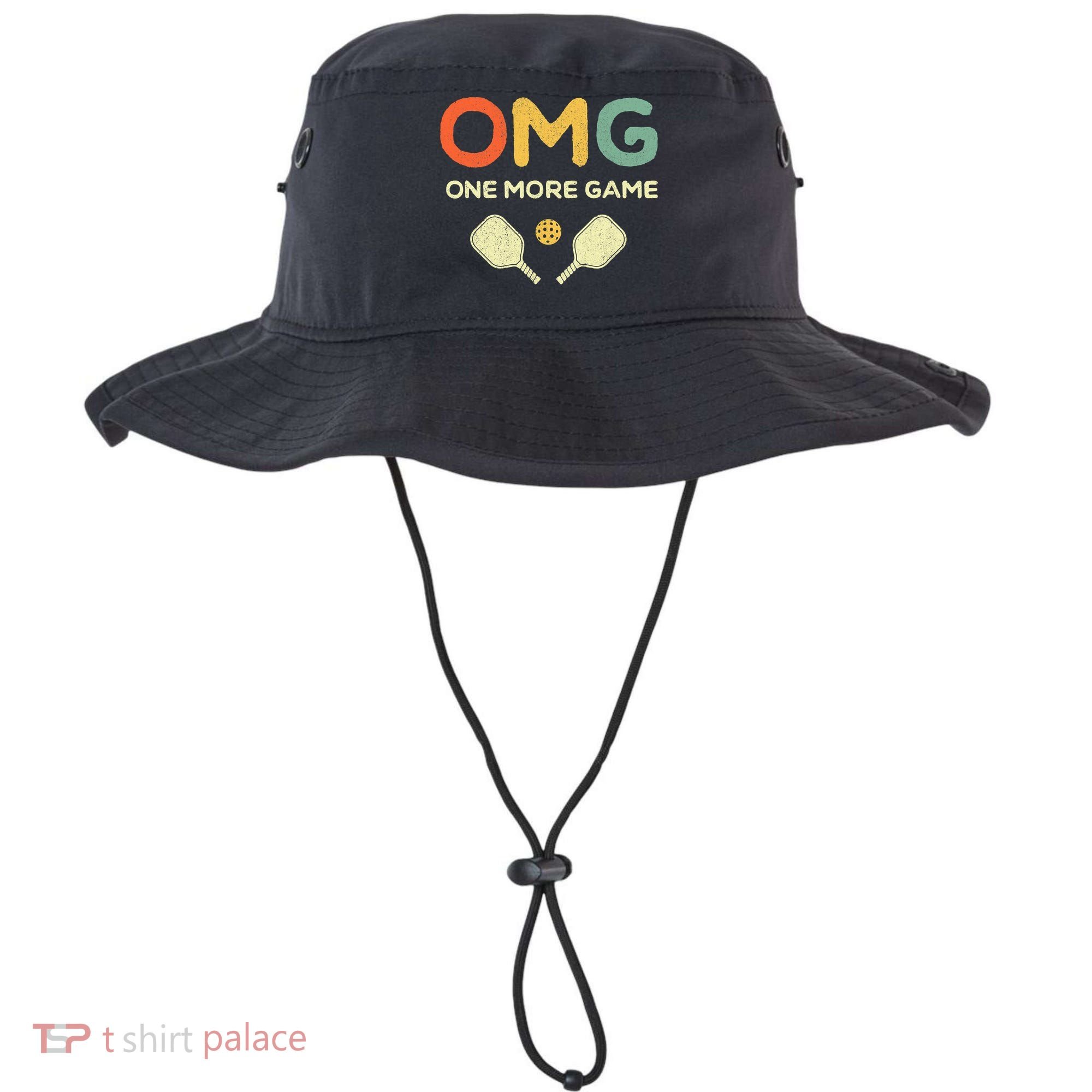 One More Game OMG Retro Funny Pickleball Lover Pickle Ball Bucket Hat