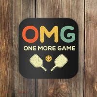 One More Game OMG Retro Funny Pickleball Lover Pickle Ball Coaster thumb 0