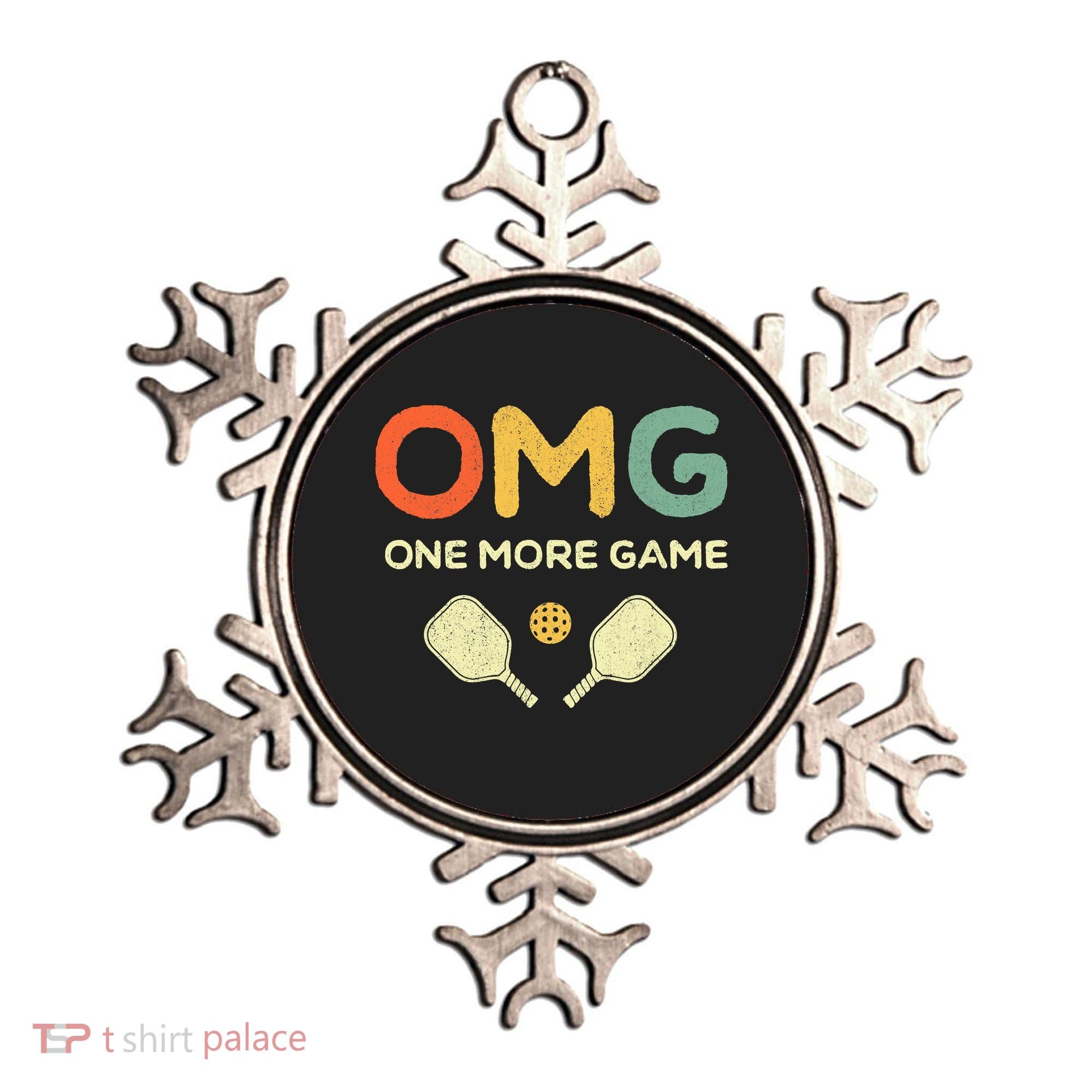 One More Game OMG Retro Funny Pickleball Lover Pickle Ball Ornament