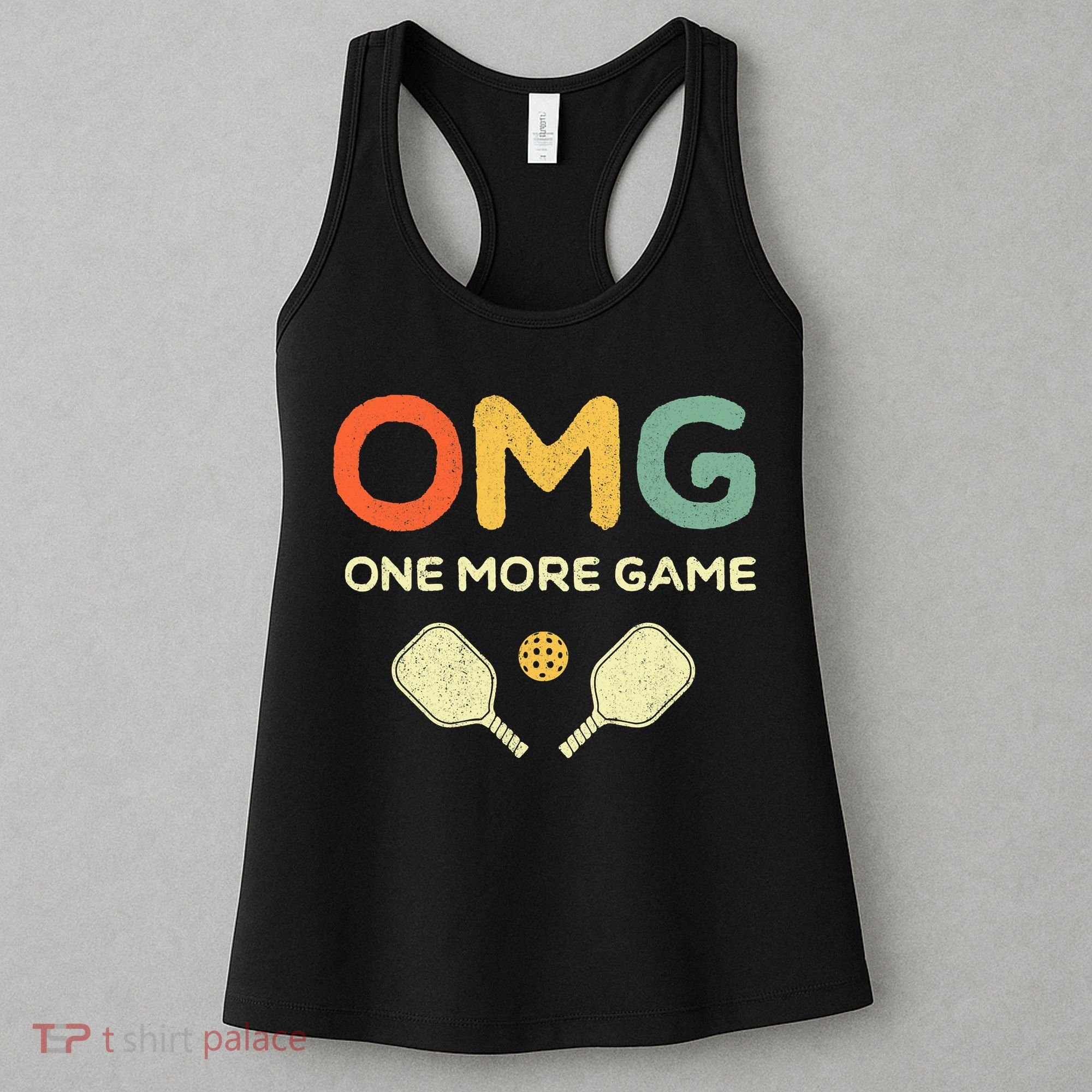 One More Game OMG Retro Funny Pickleball Lover Pickle Ball Women's Tank Top