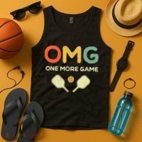 One More Game OMG Retro Funny Pickleball Lover Pickle Ball Tank Top thumb 4