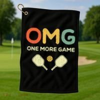 One More Game OMG Retro Funny Pickleball Lover Pickle Ball Golf Towel thumb 1