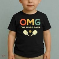 One More Game OMG Retro Funny Pickleball Lover Pickle Ball Toddler T-Shirt thumb 2