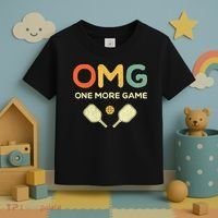 One More Game OMG Retro Funny Pickleball Lover Pickle Ball Toddler T-Shirt thumb 3