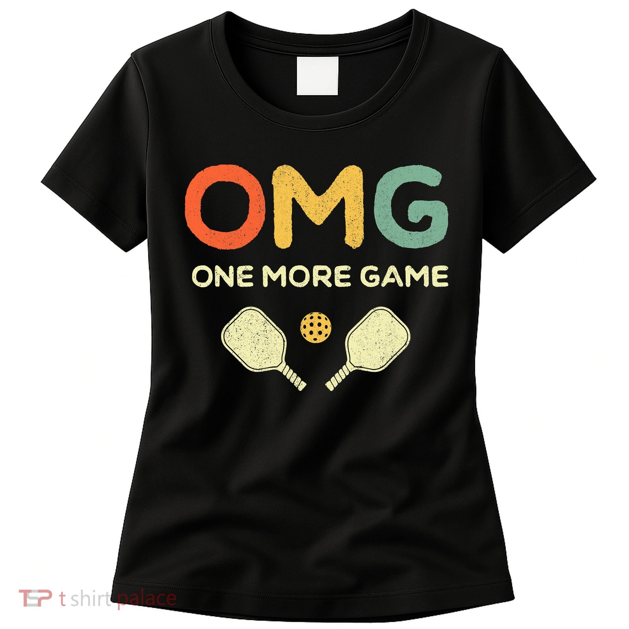 One More Game OMG Retro Funny Pickleball Lover Pickle Ball Women's T-Shirt