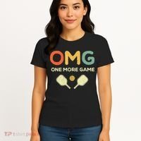 One More Game OMG Retro Funny Pickleball Lover Pickle Ball Women's T-Shirt thumb 4