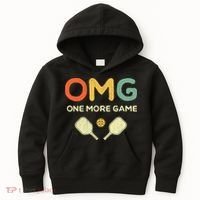 One More Game OMG Retro Funny Pickleball Lover Pickle Ball Kids Hoodie thumb 0
