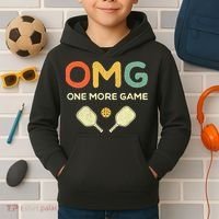 One More Game OMG Retro Funny Pickleball Lover Pickle Ball Kids Hoodie thumb 2