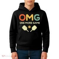One More Game OMG Retro Funny Pickleball Lover Pickle Ball Kids Hoodie thumb 4