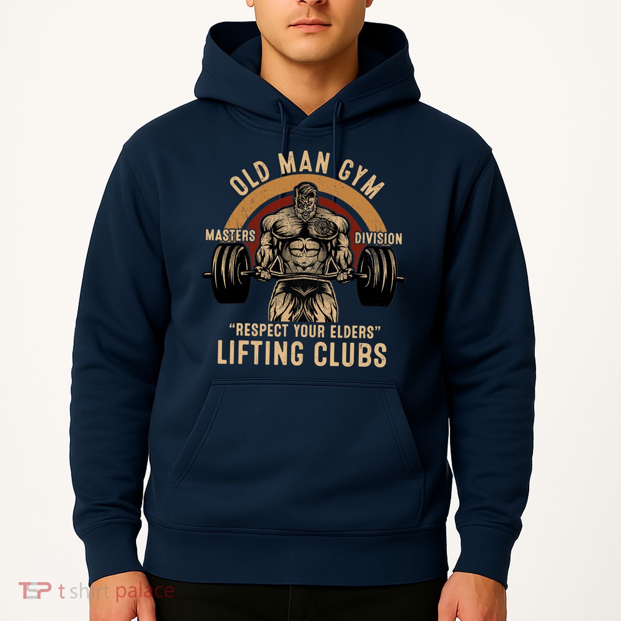 Old Man Gym Respect Your Elders Lifting Clubs Weightlifting Hoodie