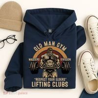 Old Man Gym Respect Your Elders Lifting Clubs Weightlifting Hoodie thumb 4