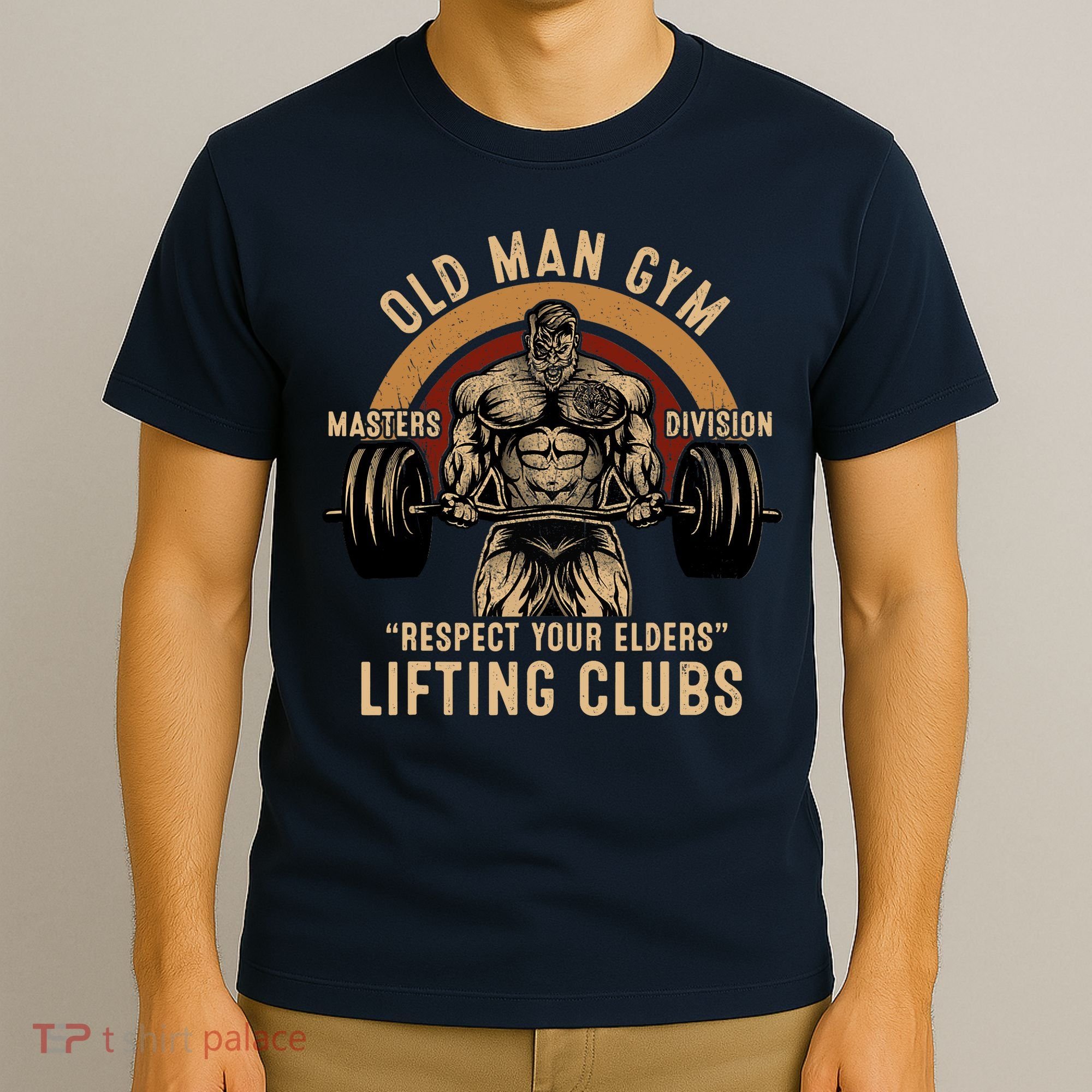 Old Man Gym Respect Your Elders Lifting Clubs Weightlifting T-Shirt
