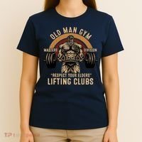 Old Man Gym Respect Your Elders Lifting Clubs Weightlifting T-Shirt thumb 4