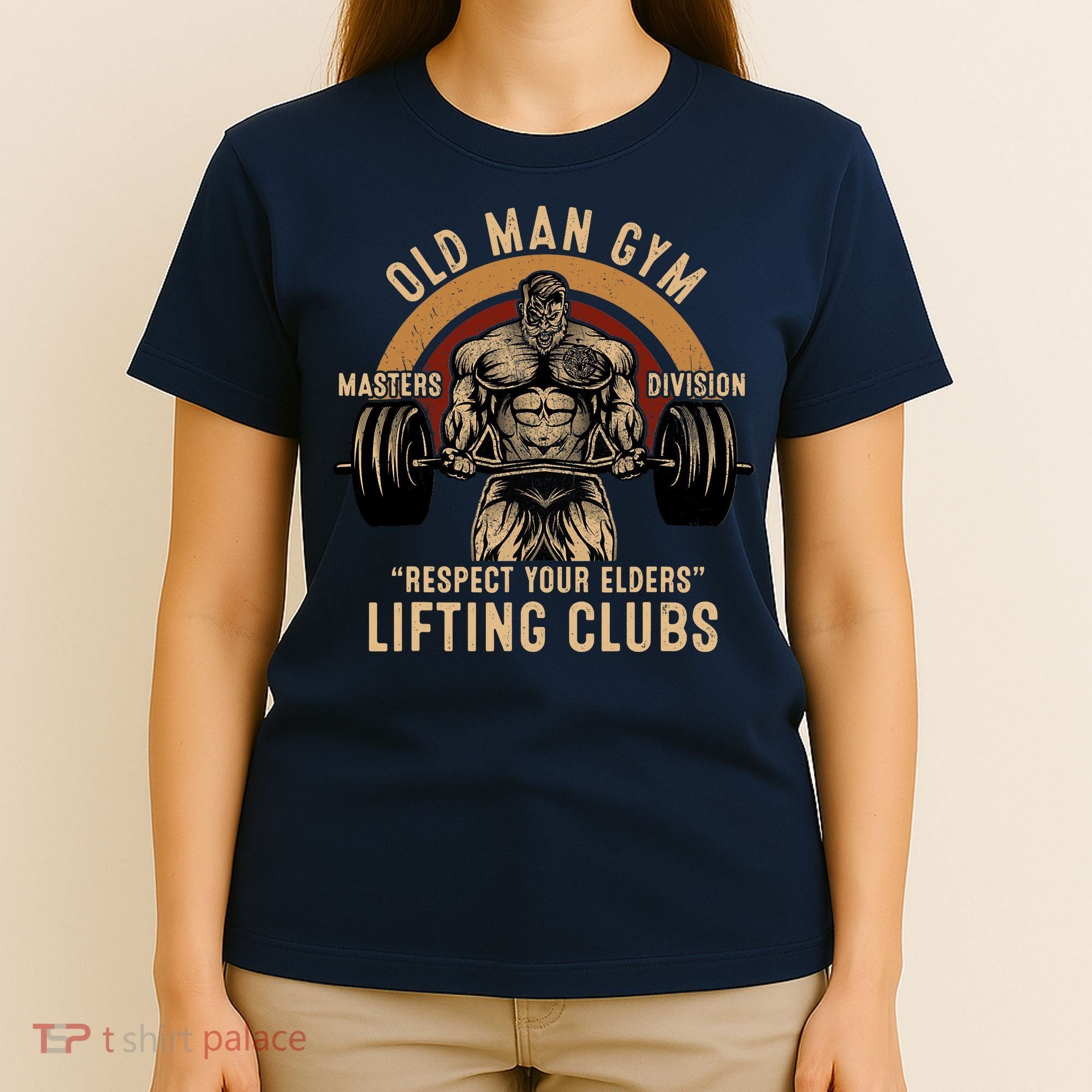 Old Man Gym Respect Your Elders Lifting Clubs Weightlifting T-Shirt