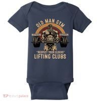 Old Man Gym Respect Your Elders Lifting Clubs Weightlifting Baby Bodysuit thumb 0