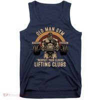 Old Man Gym Respect Your Elders Lifting Clubs Weightlifting Tank Top thumb 0