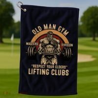 Old Man Gym Respect Your Elders Lifting Clubs Weightlifting Golf Towel thumb 1