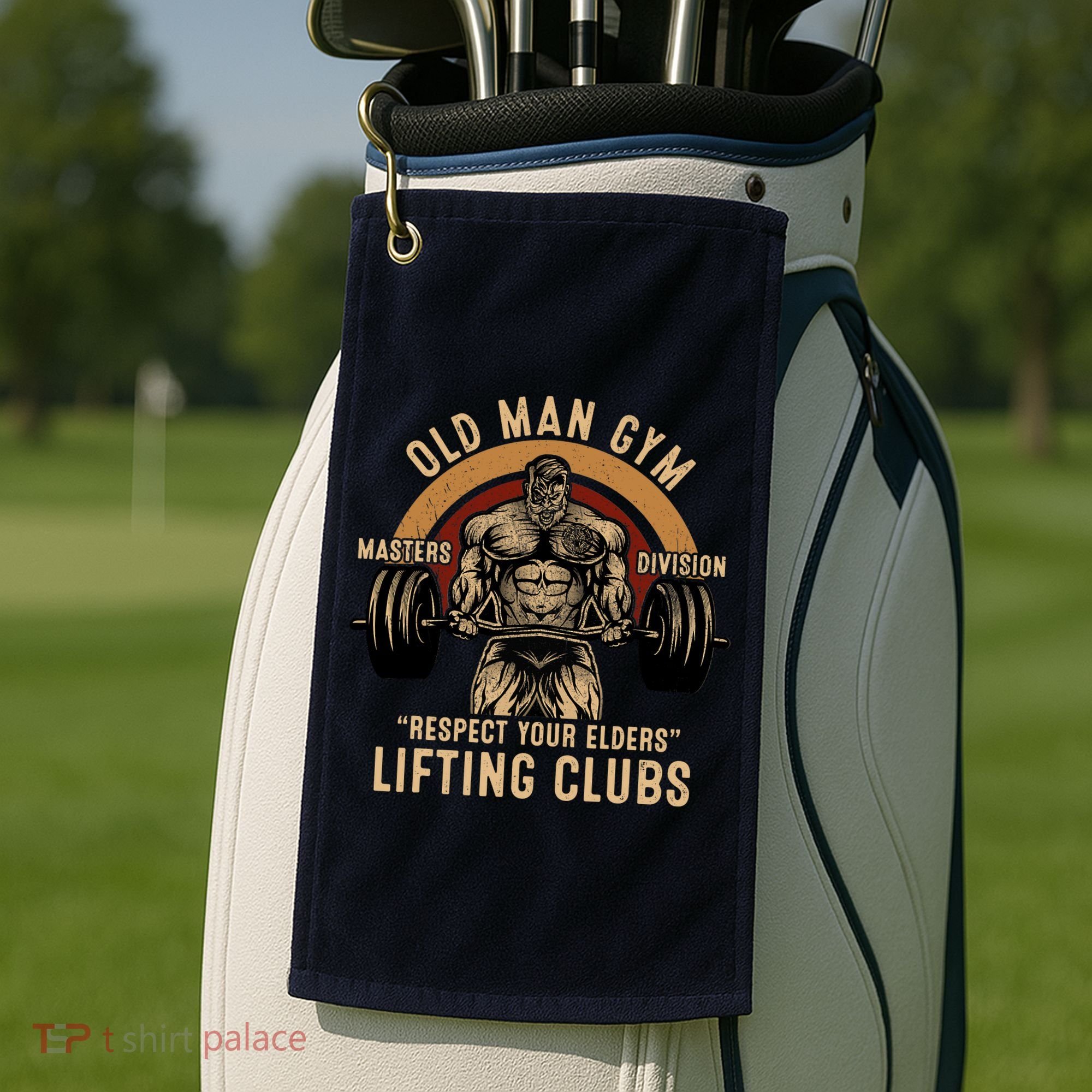Old Man Gym Respect Your Elders Lifting Clubs Weightlifting Golf Towel