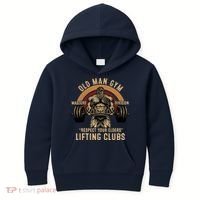 Old Man Gym Respect Your Elders Lifting Clubs Weightlifting Kids Hoodie thumb 0