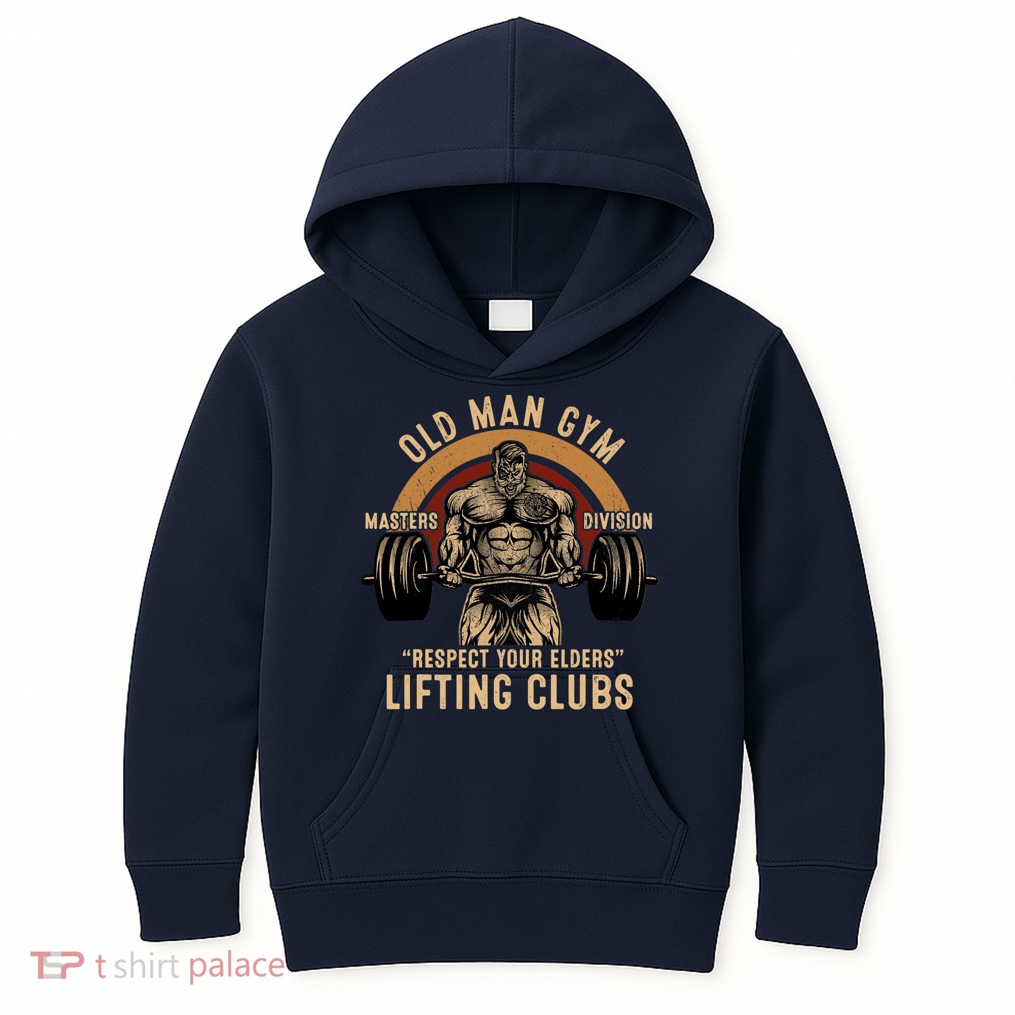 Old Man Gym Respect Your Elders Lifting Clubs Weightlifting Kids Hoodie