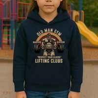 Old Man Gym Respect Your Elders Lifting Clubs Weightlifting Kids Hoodie thumb 3