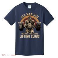 Old Man Gym Respect Your Elders Lifting Clubs Weightlifting Kids T-Shirt thumb 0
