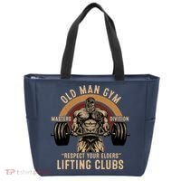 Old Man Gym Respect Your Elders Lifting Clubs Weightlifting Tote Bag thumb 0