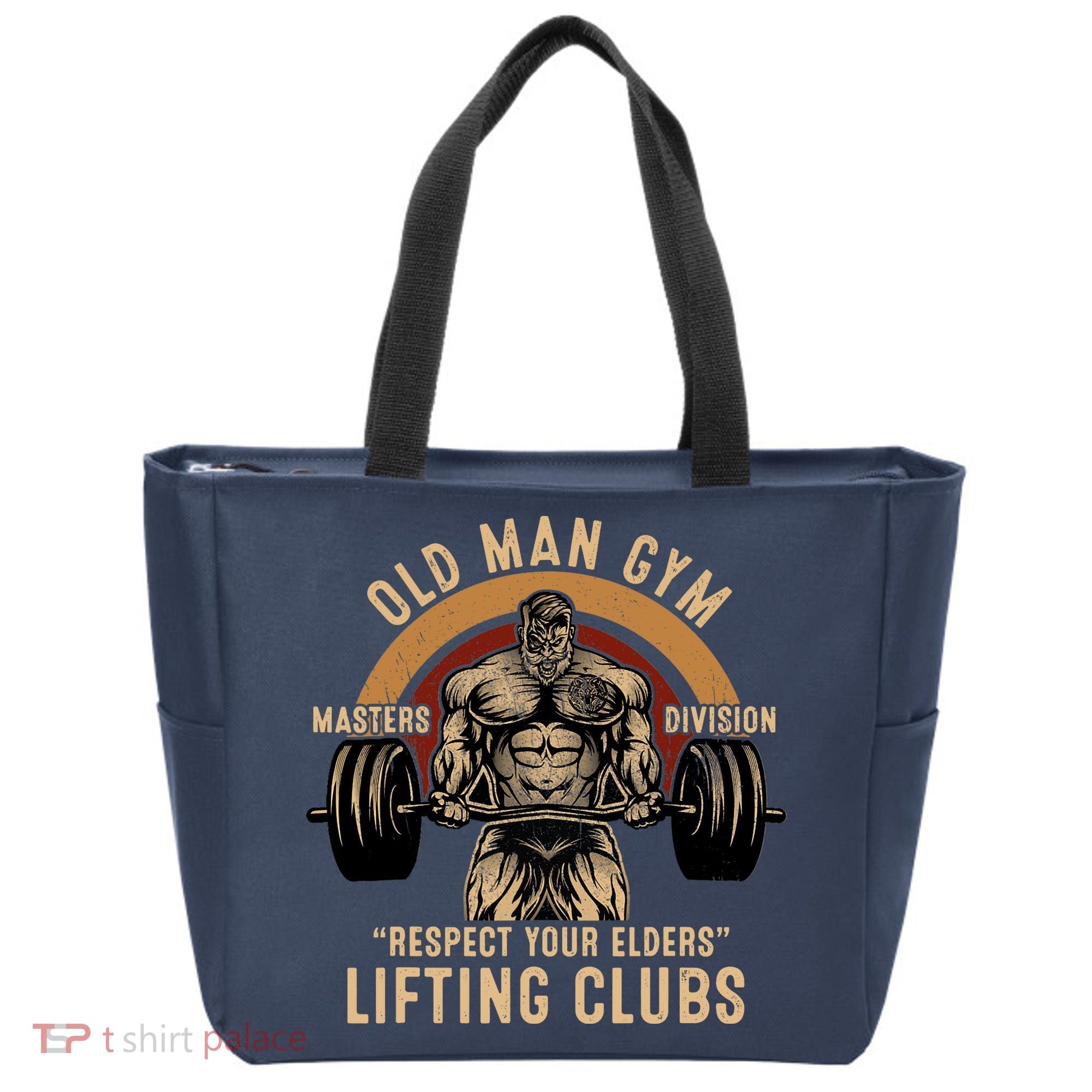 Old Man Gym Respect Your Elders Lifting Clubs Weightlifting Tote Bag