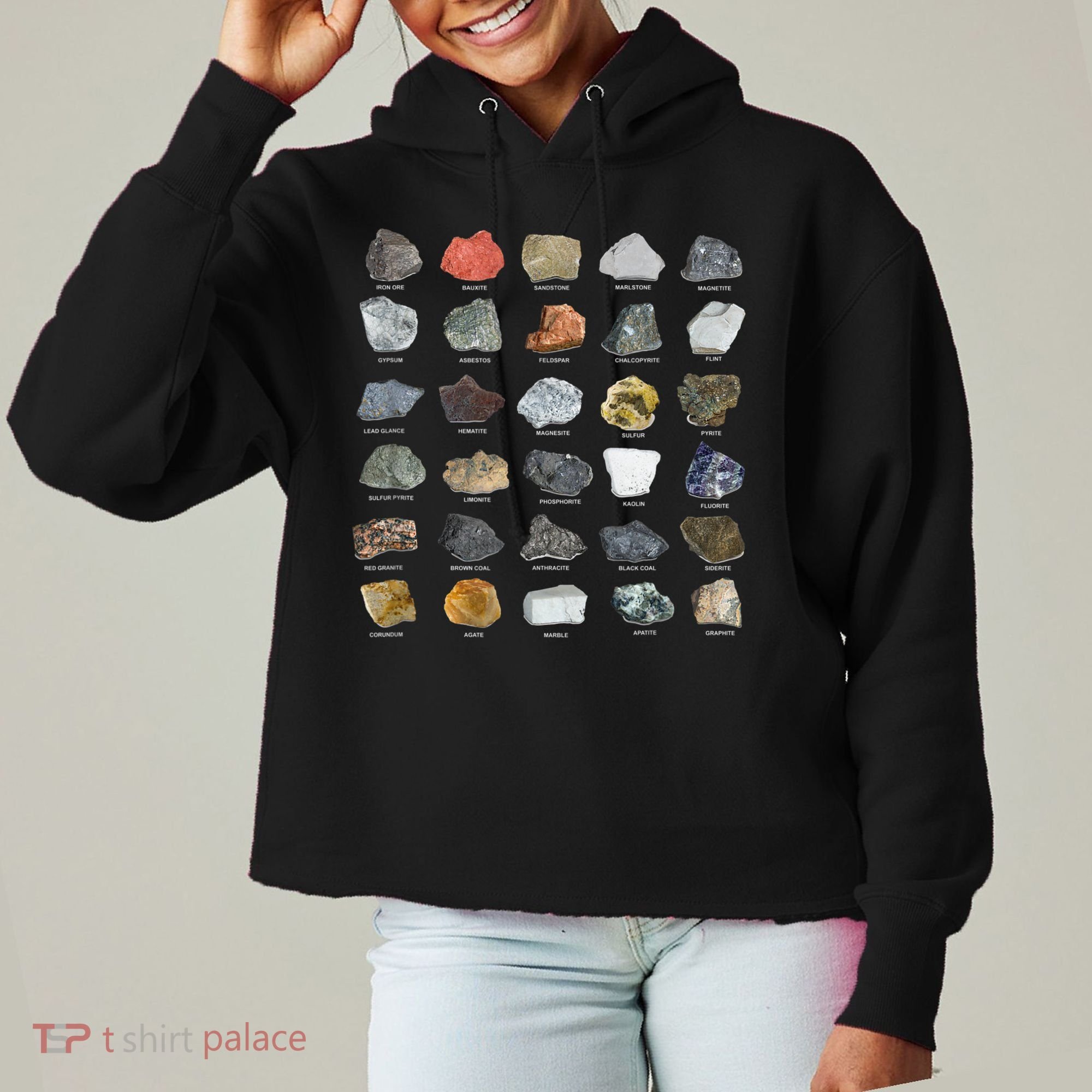 Ores Minerals Gems And Crystals Rock Collecting Ladies Heavyweight Boxy Pullover Hoodie